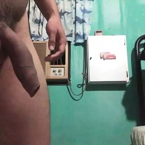 Cousin&amp;#039;s cute boyfriend caresses his thick Latin cock that leaks milk