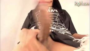 skinny teen tattooed tgirl jerks off her big donkey cock