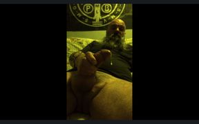 Stepdaddy Bear Jerking off Big Fat Cock Cumshot and Ball Bouncing