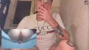 Two views toilet POV farting