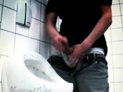 azeri Jerking huge cock at public toilet