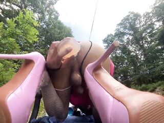 Outdoor sissy bimbo whore coarse buttfuck part two