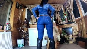 denim joi, cameltoe wedgies, gold thong fetish and sloppy spit dildo worship