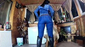 denim joi, cameltoe wedgies, gold thong fetish and sloppy spit dildo worship