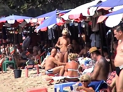 Voyeur on public beach Cook Jerking and Oral Sex Stimulation