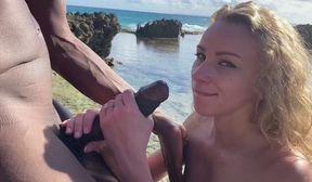 blonde sucks bbc at the beach