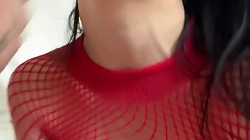 Busty brunette, Aletta Ocean is eagerly sucking her lover's dick, to make him cum in her mouth