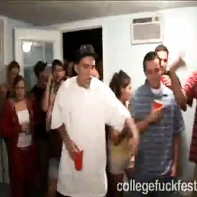 Frat party coed whore is fucked in missionary