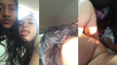 Latina trio in my friend's car fucking their girlfriends amateur lesbian threesome