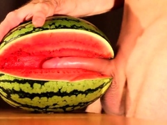 water melon cum - fucking a melon and cumming