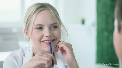Gorgeous Emily Cutie sucks cock