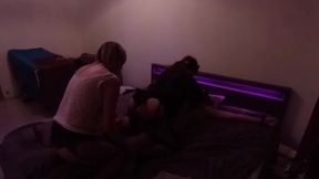 Two strapons against one little dick