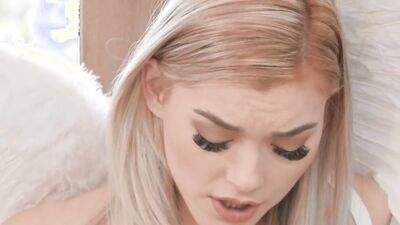 Blonde beauty and dazzling ebony lesbian take turns fucking each other with a strapon