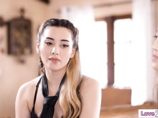 Aria Lee storms into her Oriental ally Alexia Anders room and wonder why shes not invited to her wedding.This babe confesses her feelings but is it likewise late?