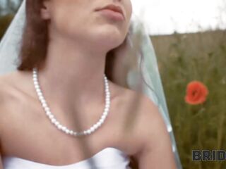BRIDE4K. This babe ran away from her fiancé to bang a stranger shepherd outdoors