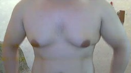 White Guy Modeling His Naked Body, Showing Nipples