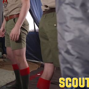 Cute boys make out then get fucked raw by hung scoutmaster