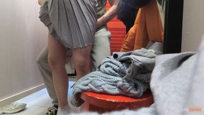 Risky quick sex with a petite girl in the locker room of the store (public fuck)