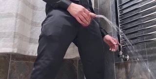 Close-up Wet Cock with Leakage - Elegant - Black Dress - Very Sexy Boy