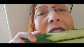 Mean Cucumber Eating In Black Lipstick wmv