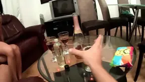 Hot Brunette Double Penetration Couch Ride