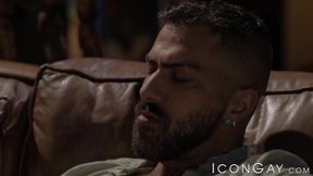 Liam Skye kneels and suck his stepdad Adam Ramzis powerful dick