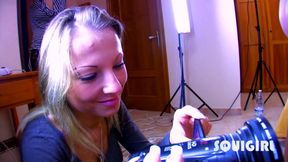 Squirting blonde bitch cumming twice