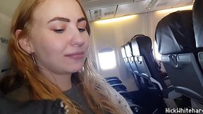 Shameless GF gives Public BJ and Handjob during Flight