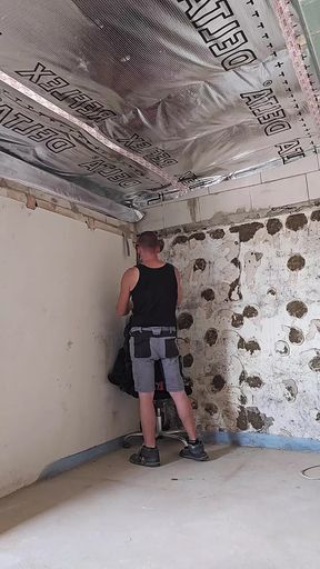 Still horny on the construction site, need a real cock in my butt