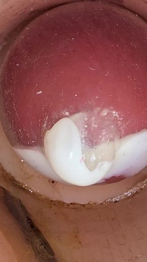 Thrilling moment from &quot;The Camera in the Deep Pussy Records a Huge Ejaculation of Sperm Into the Condom&quot;