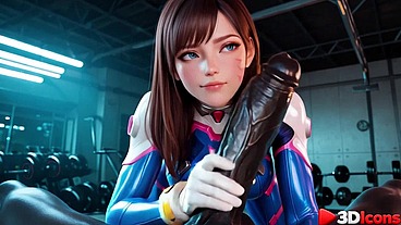 D.Va got fucked by a big black cock while working out at the gym [AI]