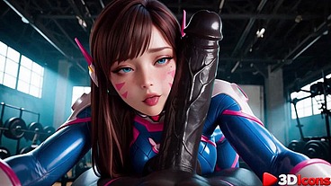 D.Va got fucked by a big black cock while working out at the gym [AI]
