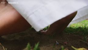 Clumsy Dr and ditzy lab tech Sahrye LOSE TINY PATIENTS! Lost in the yard at their GIANT DIRTY BARE FEET! - MOV