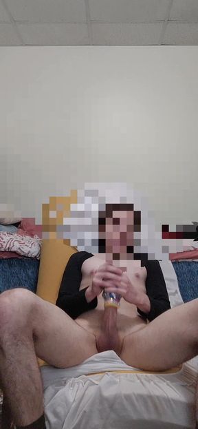 Big Young White Cock Dominates His Toy!