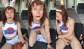 Giant Princess Wand Stretching Tgirl Solo Cums Hard