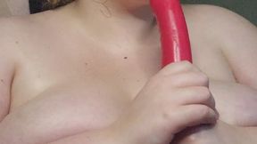 BBW oily roll fucking & sloppy dildo BJ