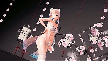 Genshin Impact Kokomi Hentai Undress Dance Catgirl MMD 3D Blue Eyes