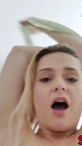 Aftten Opal rides her bro reverse cowgirl gets cum in mouth   Clip 2