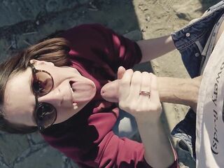 stranger cum in my throat after public fellatio-sex - little arden