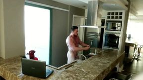 Bodybuilder: Blond, Rabudo, Enjoying in the Kitchen