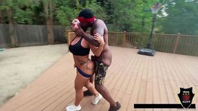 Sexy Monica Santhiago takes a BBC in doggystyle position.