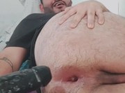 Training my ass with a huge 11 inch black dildo