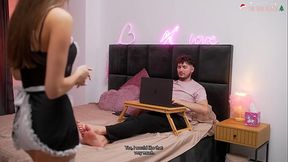 Surprised Housekeeper Learns How To Use Revolve X Vibrating Masturbator