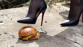 Authentic Christian Louboutin So Kate 120 junk food crush, junk food crush by Louboutin so Kate 120 nappa, high heels burgers crush, messy Louboutin, Louboutin junk food crush