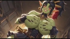 Anime lovely cute orc boobs, Ai animation