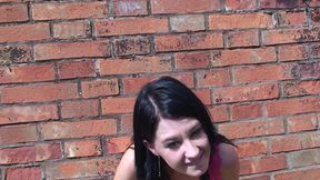 Cute Teen Lolly Flashing Her Small Tits and Pussy Outdoors