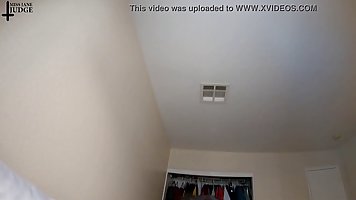 Chubby, white brunette with glasses is moaning while riding a big, black cock in her bedroom