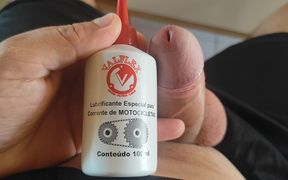 Inserting Motorcycle Chain Oil Inside the Dick!!