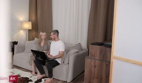 blonde helps her bf forget about his computer breakdown
