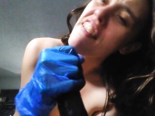 Blue Latex Glove Spit Juicy EBONY VIBRATOR TUGJOB Wicked BAWDY TALK Quarantine Pandemic Social Distance
